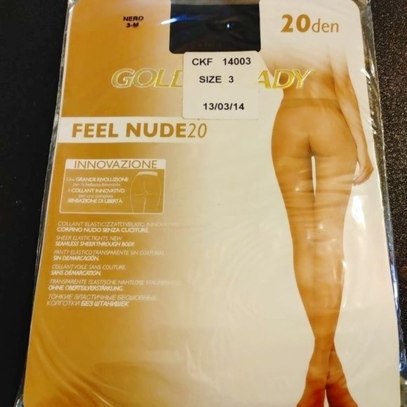 Golden Lady Accessories - 321  Golden Lady	Feel Nude Sheer elastic pantyhose	Black   NWT